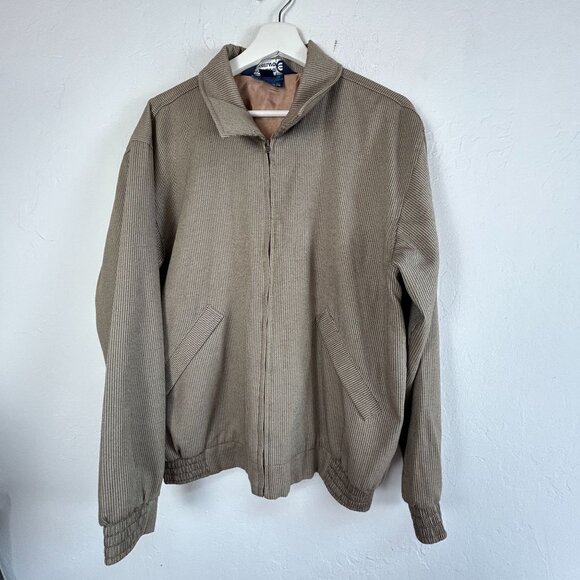 Vintage Sunderland Of Scotland Mens Herringbone Zip Up Bomber Jacket Large Brown - Picture 1 of 11